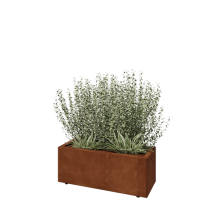 Cortenstaal plantenbak - Rechthoek - 80 x 30 x 30 cm - Met bodemplaat - Met poten