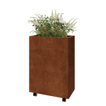 Cortenstaal plantenbak - Rechthoek - 60 x 30 x 80 cm - Met bodemplaat - Met wielen