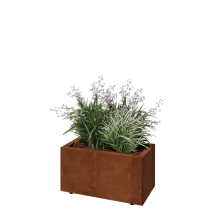 Cortenstaal plantenbak - Rechthoek - 60 x 30 x 30 cm - Met bodemplaat - Met poten