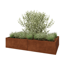 Cortenstaal plantenbak XXL - Rechthoek - 200 x 120 x 40 cm - Met bodemplaat