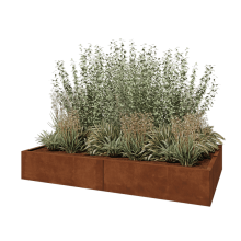 Cortenstaal plantenbak XXL - Rechthoek - 200 x 120 x 30 cm - Zonder bodemplaat