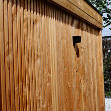 Wandmodule Achterwand, Type F triple profiel douglas 200 x 146 cm (verticaal),  inclusief regelwerk