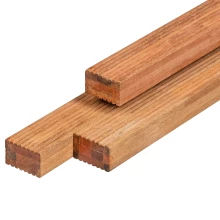 Bangkirai hardhouten regel 4,5 x 7 x 400 cm kunstmatig gedroogd, geschaafd, 4 ronde hoeken