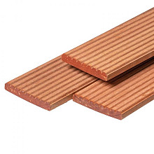 Bangkirai hardhouten vlonderplank 2,1 x 14,5 x 305 cm kunstmatig gedroogd, geschaafd, 1 zijde 8 groe