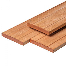 Bangkirai hardhouten vlonderplank 2,8 x 19,0 x 365 cm kunstmatig gedroogd, geschaafd, 1 zijde 2 V-gr