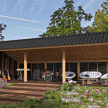 Kapschuur Bergen XL, Type 6 Douglas Gedroogd Potdekselplank zwart