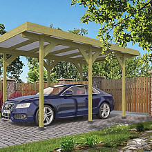 Carport Enkel/Aanbouw met PVC dakplaten grenen groen geïmpregneerd L500 x B300 cm