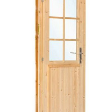 Deur enkel met raam D6 LS vuren 90,5 x 196 cm | Red Class Wood geïmpregneerd, links scharnierend