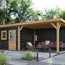 DHZ Plat dak Holten geschaafd douglas 300 x 300+390 cm zwart gespoten