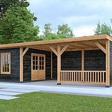 DHZ Plat dak Nijverdal Douglas 900 x 410 cm zwart geïmpregneerd