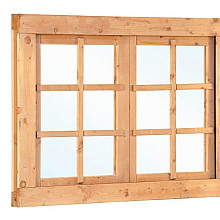 Douglas dubbel draairaam 6-ruits B1252xH900mm (buitenwerkse maat) incl. 2 soorten roedes, RVS raambe