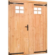 Douglas dubbele dichte deur met klein raam B185xH205 cm buitenmaat, linksdraaiend
