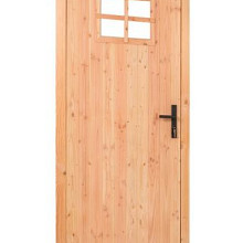 Douglas enkele klampdeur met klein raam B100xH205 cm buitenmaat, linksdraaiend