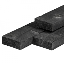 Douglas balk  6,3 x 17,5 x 500 cm, vers, zwart geïmpregneerd, fijnbezaagd en scherpkantig