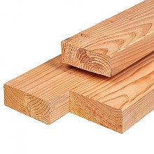 Douglas balk 14 x 14 x 300 cm, gedroogd, geschaafd en voorzien van 4 ronde hoeken
