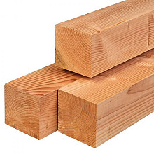 Douglas balk 14 x 14 x 600 cm, gedroogd, geschaafd en voorzien van 4 ronde hoeken