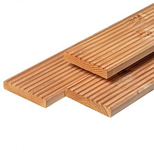 Douglas vlonderplank 2,8 x 14,5 x 400 cm, gedroogd, geschaafd, 1 zijde 8 groeven