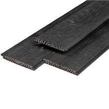 Douglas wandpakket type A Zweeds rabat zwart geïmpregneerd horizontaal 200x224cm incl. regelwerk