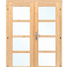 Dubbele deur+kozijn enkel glas D1 | Red Class Wood geïmpregneerd, 142,5 x 190 cm  binnenwerk