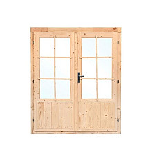 Dubbele deur + kozijn enkel glas D3 Red Class Wood geïmpregneerd 159 x 190 cm binnenwerk