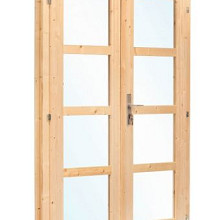 Dubbele deur + kozijn vuren enkel glas D3 binnenwerk 142,5 x 190 cm