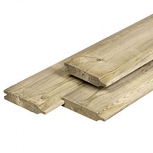 Grenen dubbel rabat 1,8 x 14,0 x 360 cm, vers, groen geïmpregneerd, geschaafd, FSC