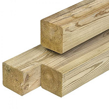 Grenen paal 8,8 x 8,8 x 200 cm, vers, groen geïmpregneerd, geschaafd, 4 ronde hoeken, PEFC