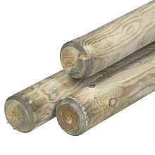 Grenen pallisade Ø 10,0 x 500 cm, groen geïmpregneerd, rond gefreesd, gekruind, PEFC