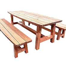 Douglas tuinset Curved, 2 x bank en 1 x tafel, onbehandeld.