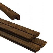 Douglas plankenscherm 2 zijdig dubbel rhombus profiel inclusief afdekkap, 187 x 224 cm, bruin geimpr