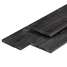 Grenen plank 1,6 x 14,0 x 400 cm, vers, zwart gespoten, geschaafd, 4 ronde hoeken, Neutraal
