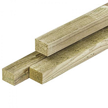 Grenen regel 2,8 x 3,6 x 180 cm, vers, groen geïmpregneerd, geschaafd, scherpkantig, FSC