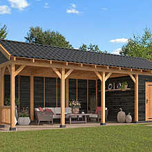 Overkapping Hamar L Type 10 Douglas gedroogd potdekselplank zwart – moderne en duurzame tuinoverkapp