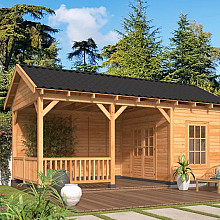 Overkapping Hamar L Type 7 Douglas gedroogd potdekselplank blank – luxe buitenverblijf met natuurlij