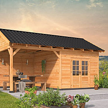Overkapping Hamar XL Type 3 Douglas gedroogd potdekselplank blank – ruime en luxe buitenoverkapping
