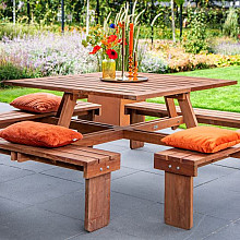 Hardhouten Picknicktafel Premium - vierkant