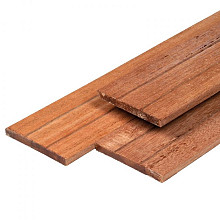 Keruing hardhout plank 1,6 x 7,0 x 180 cm kunstmatig gedroogd, geschaafd, 4 ronde hoeken