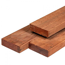 Keruing hardhout regel 4,4 x 14,5 x 490 cm kunstmatig gedroogd, geschaafd, 2 zijden 2 V-groeven, 4 r