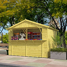 Kiosk Santa | 16mm | vuren groen geïmpregneerd | 308 x 243 cm | incl. vloer