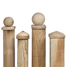 Paalornament hout bol/plaat 10 x 10 cm