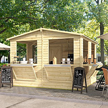 Kiosk Moose | 16 mm | Vuren onbehandeld | 300 x 300 cm | Inclusief vloer
