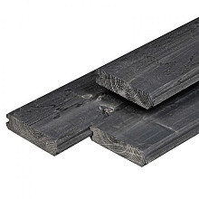 NE vuren plank blokhutprofiel 2,8 x 12,1 x 180 cm | Gedroogd | Zwart geïmpregneerd | Geschaafd, PEFC