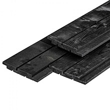 NE vuren plank channelsiding 1,8 x 14,5 x 240 cm | Gedroogd | Zwart gespoten | Geschaafd | 1 zijde 1