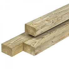 NE vuren regel 4,5 x 7,0 x 450 cm, vers, groen geïmpregneerd, geschaafd, 4 ronde hoeken, Neutraal