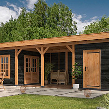 Overkapping met berging Oslo L type 11 Douglas gedroogd met potdekselplank blank