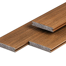 PuraShield composiet vlonderplank 2,3 x 13,8 x 300 cm, teak, massief, fijne houtnerf, clip systeem
