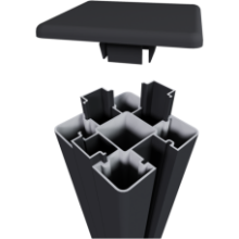 NewTechWood aluminium sleufpaal, met paalkap, 8 x 8 x 195 cm, zwart.