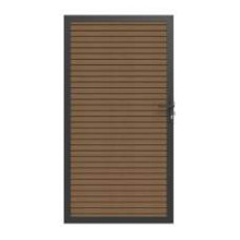NewTechWood Co-extrusie composiet deur in aluminium frame, verticaal triple, 100 x 195 cm, Teak.