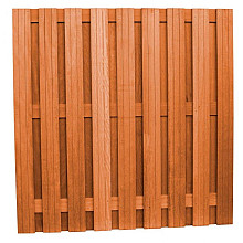 Hardhouten geschaafd plankenscherm 20-planks 14mm, recht verticaal, 180 x 180 cm, betonsysteem.