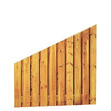 Grenen geschaafd plankenscherm 21-planks 17 mm, 180 x 180/90 cm, verticaal recht aflopend, groen geïmpregneerd.